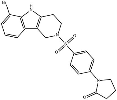 1-{4-[(6-bromo-1,3,4,5-tetrahydro-2H-pyrido[4,3-b]indol-2-yl)sulfonyl]phenyl}pyrrolidin-2-one 结构式