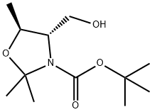(4S,5S)-4-(羟甲基)-2,2,5-三甲基恶唑烷-3-甲酸叔丁酯 结构式