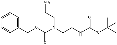 苄基(2-氨基乙基)(2-((叔丁氧基羰基)氨基)乙基)氨基甲酸叔丁酯 结构式