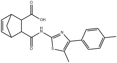 3-((5-methyl-4-(p-tolyl)thiazol-2-yl)carbamoyl)bicyclo[2.2.1]hept-5-ene-2-carboxylic acid 结构式