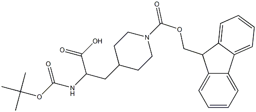N-BOC-3-(1-FMOC-哌啶-4-基)-DL-丙氨酸 结构式