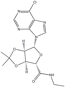 (3aS,4S,6R,6aR)-6-(6-Chloro-9H-purin-9-yl)-N-ethyl-2,2-dimethyltetrahydrofuro[3,4-d][1,3]dioxole-4-carboxamide 结构式