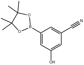 3-羟基-5-(4,4,5,5-四甲基-1,3,2-二氧杂硼烷-2-基)苄腈 结构式