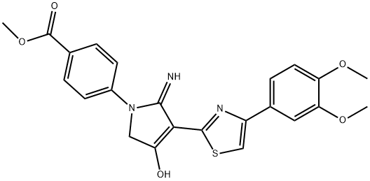 methyl 4-(3-(4-(3,4-dimethoxyphenyl)thiazol-2-yl)-4-hydroxy-2-imino-2,5-dihydro-1H-pyrrol-1-yl)benzoate 结构式