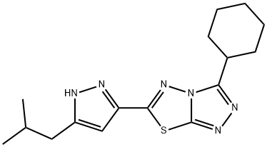 3-cyclohexyl-6-(3-isobutyl-1H-pyrazol-5-yl)[1,2,4]triazolo[3,4-b][1,3,4]thiadiazole 结构式