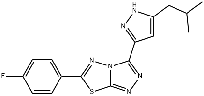 6-(4-fluorophenyl)-3-[5-(2-methylpropyl)-1H-pyrazol-3-yl][1,2,4]triazolo[3,4-b][1,3,4]thiadiazole 结构式
