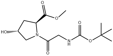 (2S,4R)-N-tert-butoxycarbonylaminoacetyl-4-hydroxyproline methyl ester 结构式