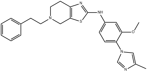 N-(3-Methoxy-4-(4-methyl-1H-imidazol-1-yl)phenyl)-5-phenethyl-4,5,6,7-tetrahydrothiazolo[5,4-c]pyridin-2-amine 结构式