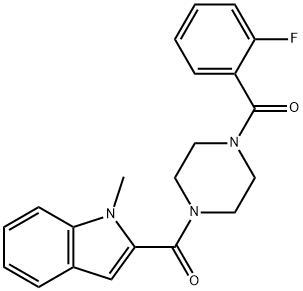 (2-fluorophenyl){4-[(1-methyl-1H-indol-2-yl)carbonyl]piperazin-1-yl}methanone 结构式