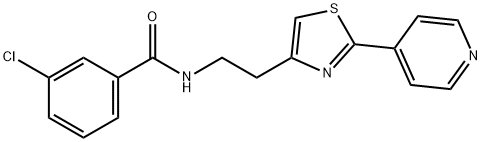 3-chloro-N-{2-[2-(pyridin-4-yl)-1,3-thiazol-4-yl]ethyl}benzamide 结构式