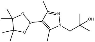 1-(3,5-二甲基-4-(4,4,5,5-四甲基-1,3,2-二氧硼杂环戊烷-2-基)-1H-吡唑-1-基)-2-甲基丙-2-醇 结构式