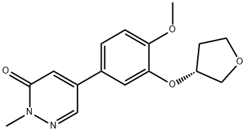 (R)-5-(4-methoxy-3-(3-tetrahydrofuranyloxy)phenyl)-2-methylpyridazin-3-one 结构式