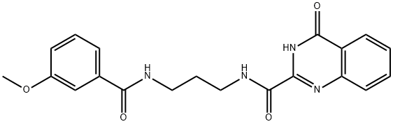 4-hydroxy-N-(3-{[(3-methoxyphenyl)carbonyl]amino}propyl)quinazoline-2-carboxamide 结构式