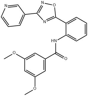 3,5-dimethoxy-N-{2-[3-(3-pyridinyl)-1,2,4-oxadiazol-5-yl]phenyl}benzamide 结构式