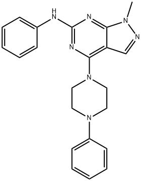 1-methyl-N-phenyl-4-(4-phenylpiperazin-1-yl)-1H-pyrazolo[3,4-d]pyrimidin-6-amine 结构式