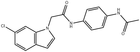 N-[4-(acetylamino)phenyl]-2-(6-chloro-1H-indol-1-yl)acetamide 结构式