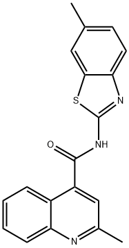 2-methyl-N-[(2Z)-6-methyl-1,3-benzothiazol-2(3H)-ylidene]quinoline-4-carboxamide 结构式