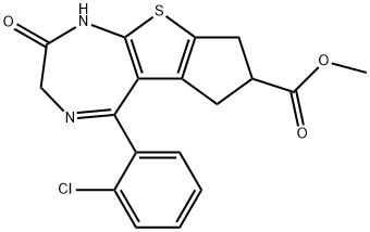 甲基 5-(2-氯苯基)-2-氧亚基-1,2,3,6,7,8-六氢环戊二烯并[4,5]噻吩并[2,3-E][1,4]二氮杂卓-7-甲酸基酯 结构式