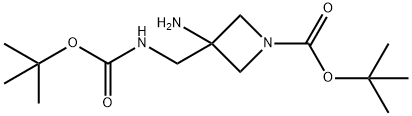 3-氨基-3-(((叔丁氧基羰基)氨基)甲基)氮杂环丁烷-1-羧酸叔丁酯 结构式