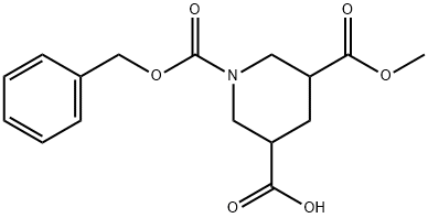 1-((苄氧基)羰基)-5-(甲氧基羰基)哌啶-3-羧酸 结构式