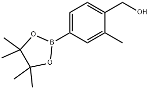 4-(Hydroxymethyl)-3-methylphenylboronic Acid Pinacol Ester 结构式