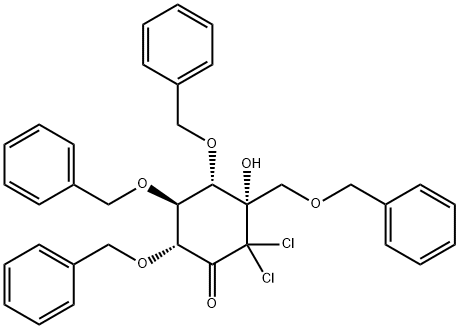 (3S,4S,5S,6R)-2,2-二氯-3-羟基-4,5,6-三(苯基甲氧基)-3-[(苯基甲氧基)甲基]环己酮 结构式