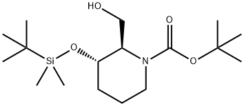 (2R,3S)-3 - [(叔丁基二甲基甲硅烷基)氧基] -2-(羟甲基)哌啶-1-甲酸叔丁酯 结构式