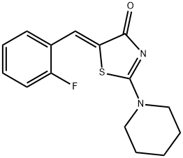 (5Z)-5-(2-fluorobenzylidene)-2-(piperidin-1-yl)-1,3-thiazol-4(5H)-one 结构式