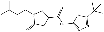 N-[(2Z)-5-tert-butyl-1,3,4-thiadiazol-2(3H)-ylidene]-1-(3-methylbutyl)-5-oxopyrrolidine-3-carboxamide 结构式
