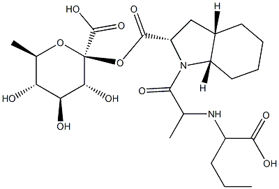 [2S-[1[R*(R*)],2ALPHA,3ABETA,7ABETA]]-BETA-D-吡喃葡萄糖醛酸 1-[1-[2-[(1-羧基丁基)氨基]-1-氧代丙基]八氢-1H-吲哚-2-羧酸酯] 结构式