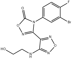 1,2,4-Oxadiazol-5(4H)-one, 4-(3-bromo-4-fluorophenyl)-3-[4-[(2-hydroxyethyl)amino]-1,2,5-oxadiazol-3-yl]- 结构式