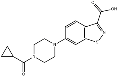 6-(4-(Cyclopropanecarbonyl)piperazin-1-yl)benzo[d]isothiazole-3-carboxylic acid 结构式