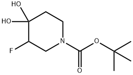 1-piperidinecarboxylic acid, 3-fluoro-4,4-dihydroxy-, 1,1-dimethylethyl ester 结构式