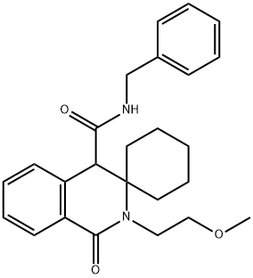 N-benzyl-2'-(2-methoxyethyl)-1'-oxo-1',4'-dihydro-2'H-spiro[cyclohexane-1,3'-isoquinoline]-4'-carboxamide 结构式