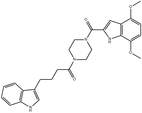 1-{4-[(4,7-dimethoxy-1H-indol-2-yl)carbonyl]piperazin-1-yl}-4-(1H-indol-3-yl)butan-1-one 结构式