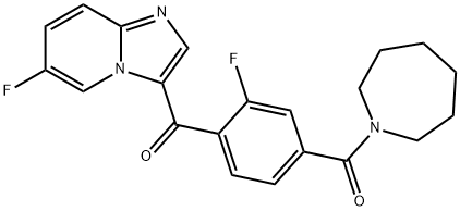 [4-(Azepane-1-carbonyl)-2-fluoro-phenyl]-(6-fluoro-imidazo[1,2-a]pyridin-3-yl)-methanone 结构式