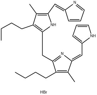 2-(((Z)-2-((1H-pyrrol-2-yl)methylene)-4-butyl-3-methyl-2H-pyrrol-5-yl)methyl)-5-((Z)-(2H-pyrrol-2-ylidene)methyl)-3-butyl-4-methyl-1H-pyrrole dihydrobromide 结构式