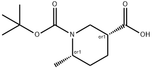 顺式-6-甲基- 哌啶-1,3-二甲酸1-叔丁酯 结构式