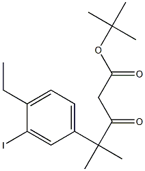 英文名称:TERT-BUTYL 4-(4-ETHYL-3-IODOPHENYL)-4-METHYL-3-OXOPENTANOATE 结构式