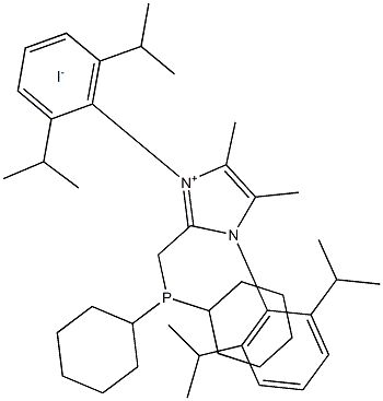 1,3-Bis[2,6-bis(1-methylethyl)phenyl]-2-[(dicyclohexylphosphino)methyl]-4,5-dimethyl-1H-imidazolium iodide 结构式