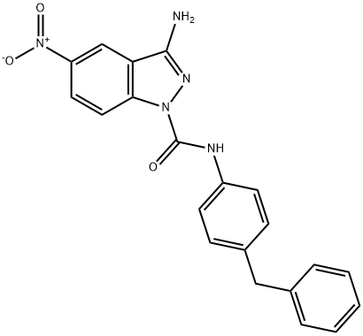 3-Amino-N-(4-benzylphenyl)-5-nitro-1H-indazole-1-carboxamide 结构式