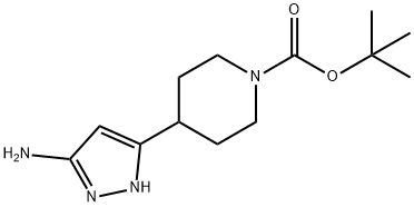 4-(3-氨基 -1H- 吡唑 -5-基)哌啶 -1-羧酸叔丁酯 结构式