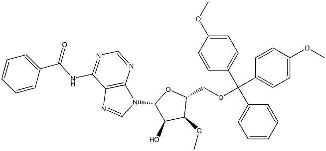 化合物 N6-BENZOYL-5'-O-(4,4'-DIMETHOXYTRITYL)-3'-O-METHYL ADENOSINE 结构式