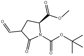 (2S)-1-叔-丁基 2-甲基 4-甲酰基-5-氧亚基吡咯烷-1,2-二甲酸基酯 结构式