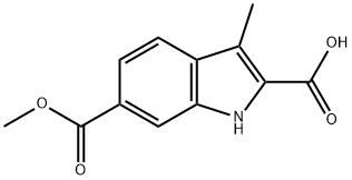 3-甲基-6-甲氧基羰基吲哚-2-羧酸 结构式
