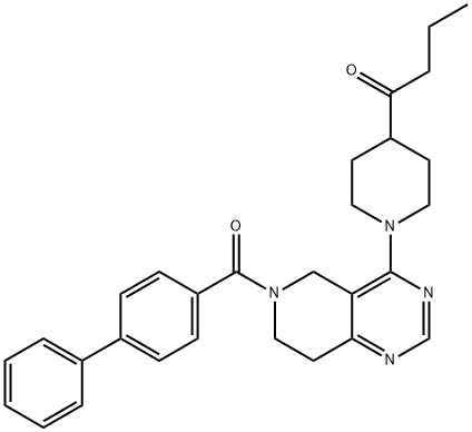 1-{1-[6-(biphenyl-4-ylcarbonyl)-5,6,7,8-tetrahydropyrido[4,3-d]pyrimidin-4-yl]piperidin-4-yl}butan-1-one 结构式