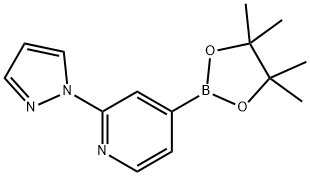 2-(1H-吡唑-1-基)-4-(4,4,5,5-四甲基-1,3,2-二氧硼杂环戊烷-2-基)吡啶 结构式