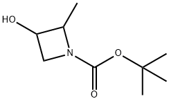 叔丁基3-羟基-2-甲基氮杂环丁烷-1-羧酸叔丁酯 结构式