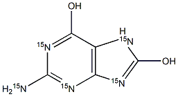 2-Amino-6,8-dihydroxypurine-15N5 结构式