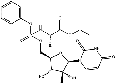 (S)-isopropyl 2-(((S)-(((2R,3R,4R,5R)-5-(2,4-dioxo-3,4-dihydropyrimidin-1(2H)-yl)-3,4-dihydroxy-4-methyltetrahydrofuran-2-yl)methoxy)(phenoxy)phosphorothioyl)amino)propanoate 结构式